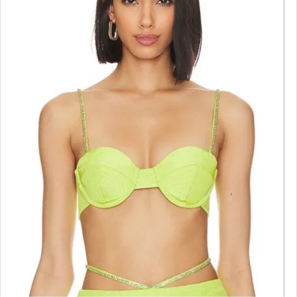 Camila Coelho Crystal Bralette in Apple Green XS
